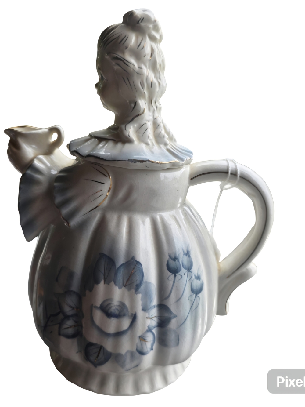 Ultra RARE Antique Lipper & Mann Colonial Figural Lady Musical Teapot